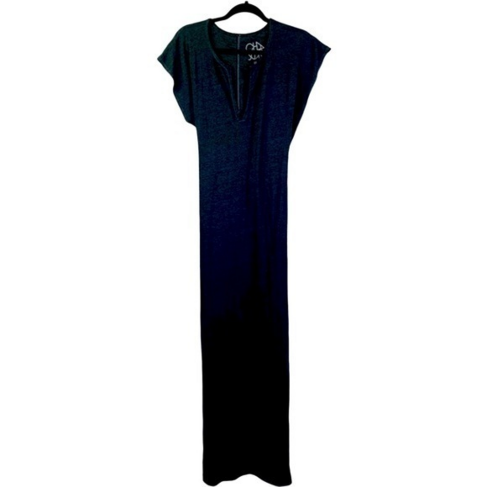 CHASER Dark Gray Cap Sleeve Jersey Maxi Dress